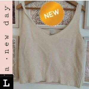 🆕White Crop top sweater,  size large